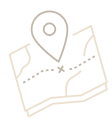 Skizzierte Karte mit Standortmarker und gestrichelter Route – Wegfindung und Navigation dargestellt.